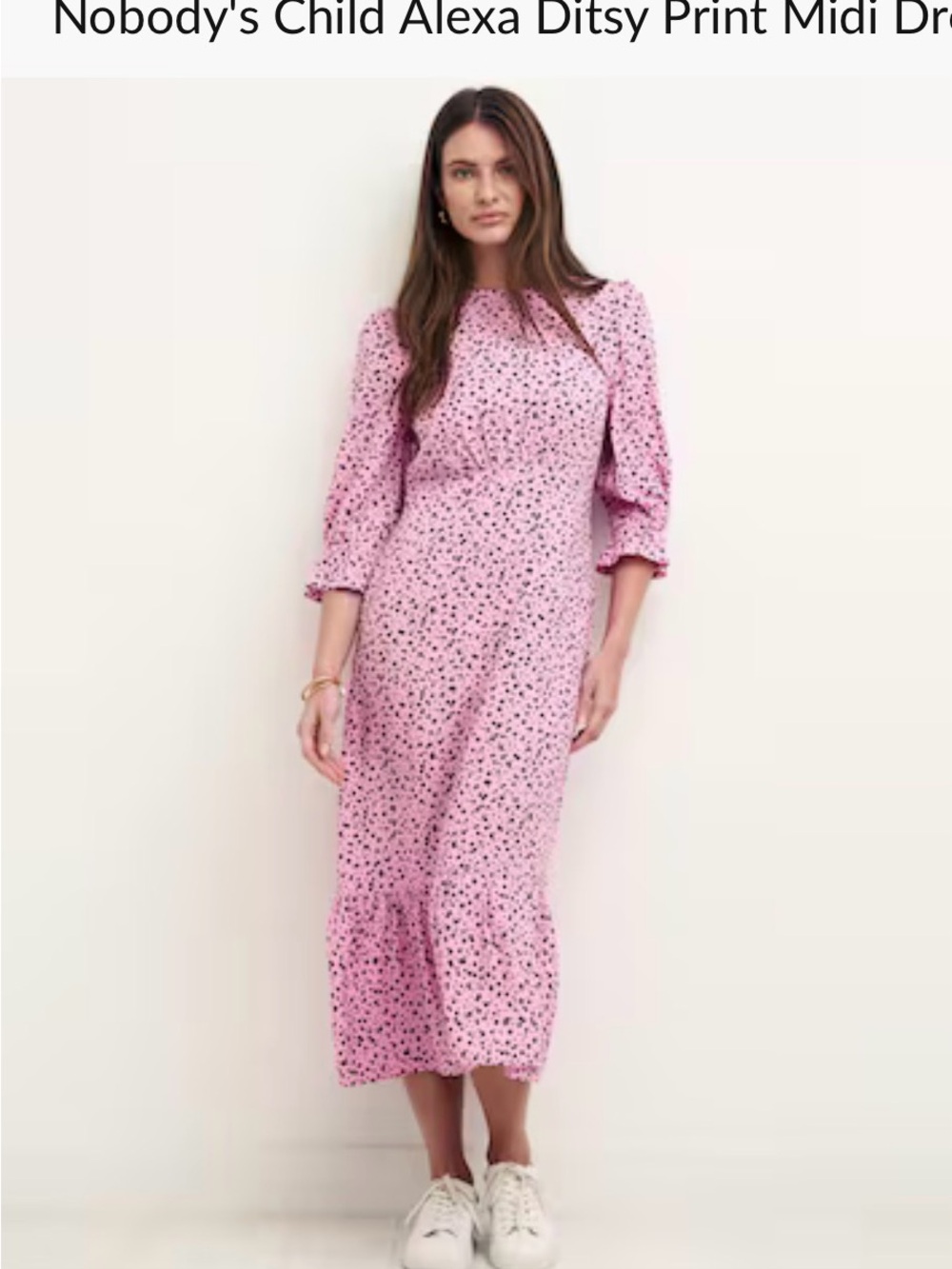 Nobody’s child Alexa Ditsy Print Midi Dress, sz 8